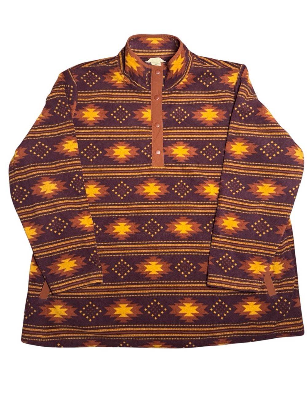 Duluth Trading Co Western Doubleback Aztec Printed Fleece Pullover Sweater
